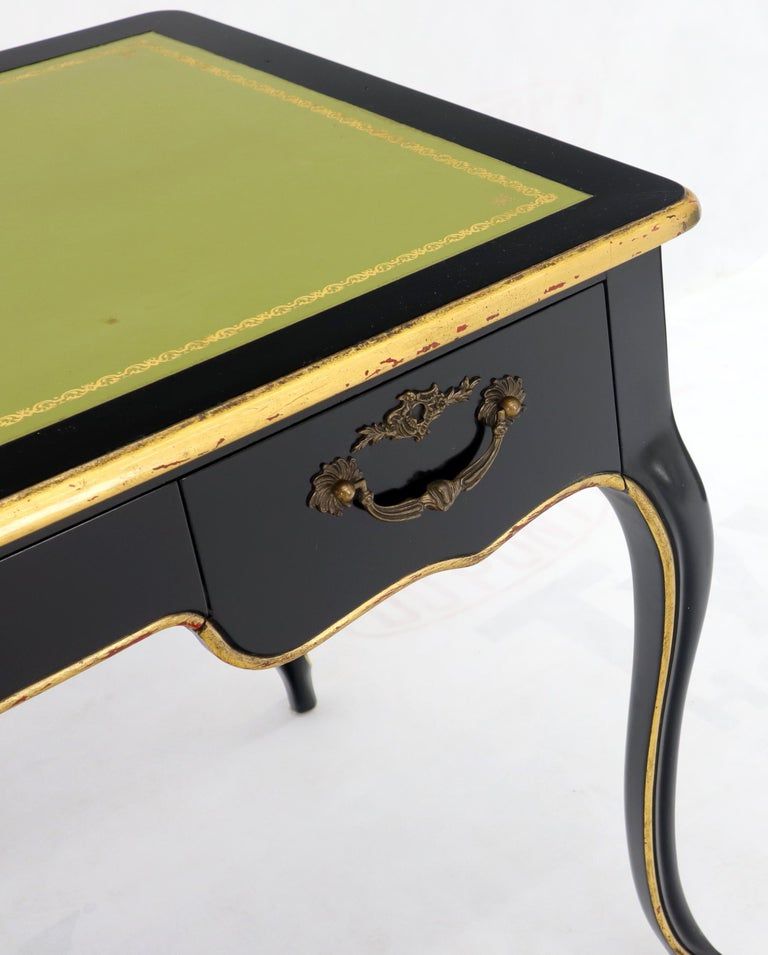 Lacquer And Gold Writing Desks With Best And Newest Baker Country French Black Lacquer Gold Trim Leather Desk Console (View 1 of 15)