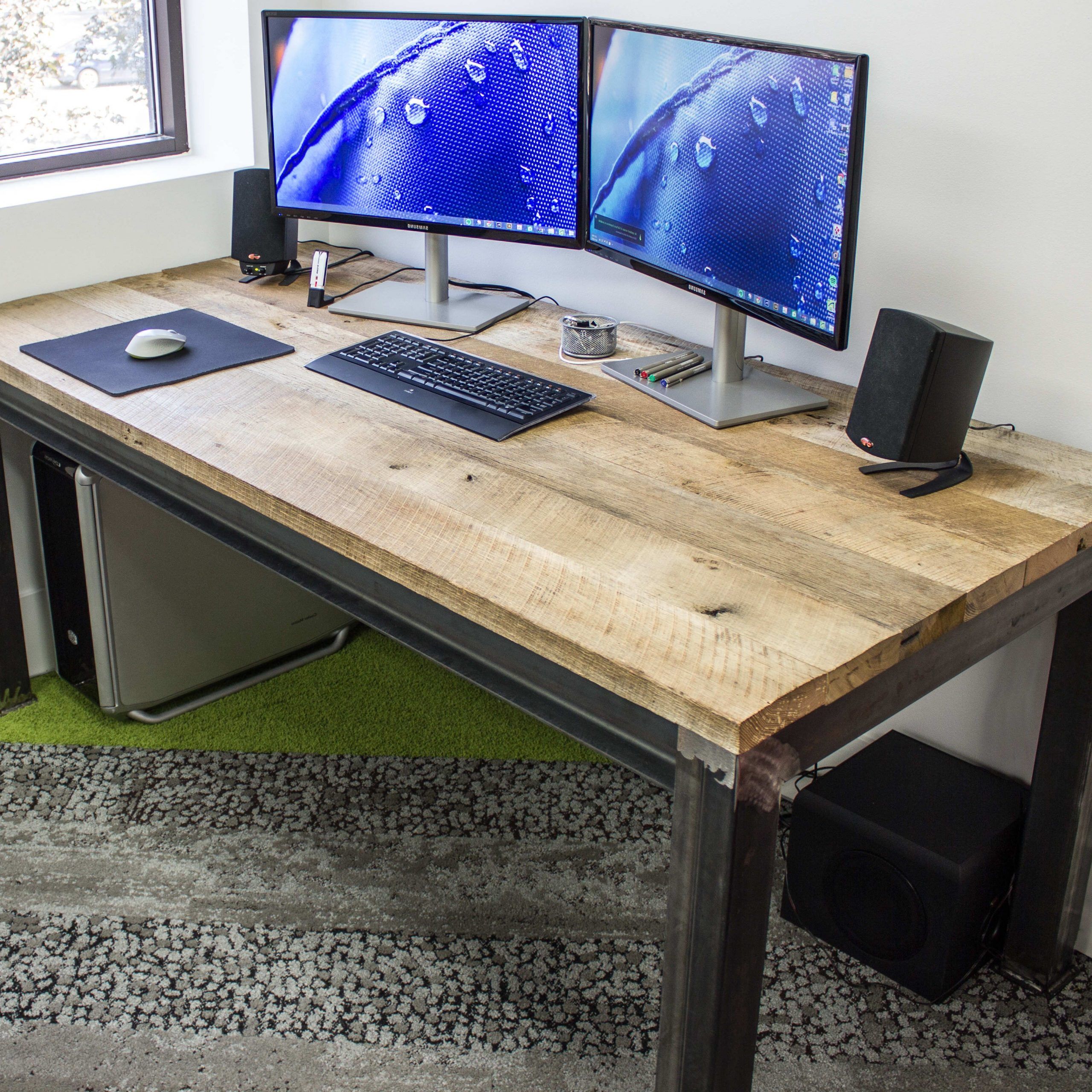 Latest Buy Hand Made Industrial Steel & Reclaimed Wood Desk, Made To Order Inside Black Wood And Metal Office Desks (View 9 of 15)