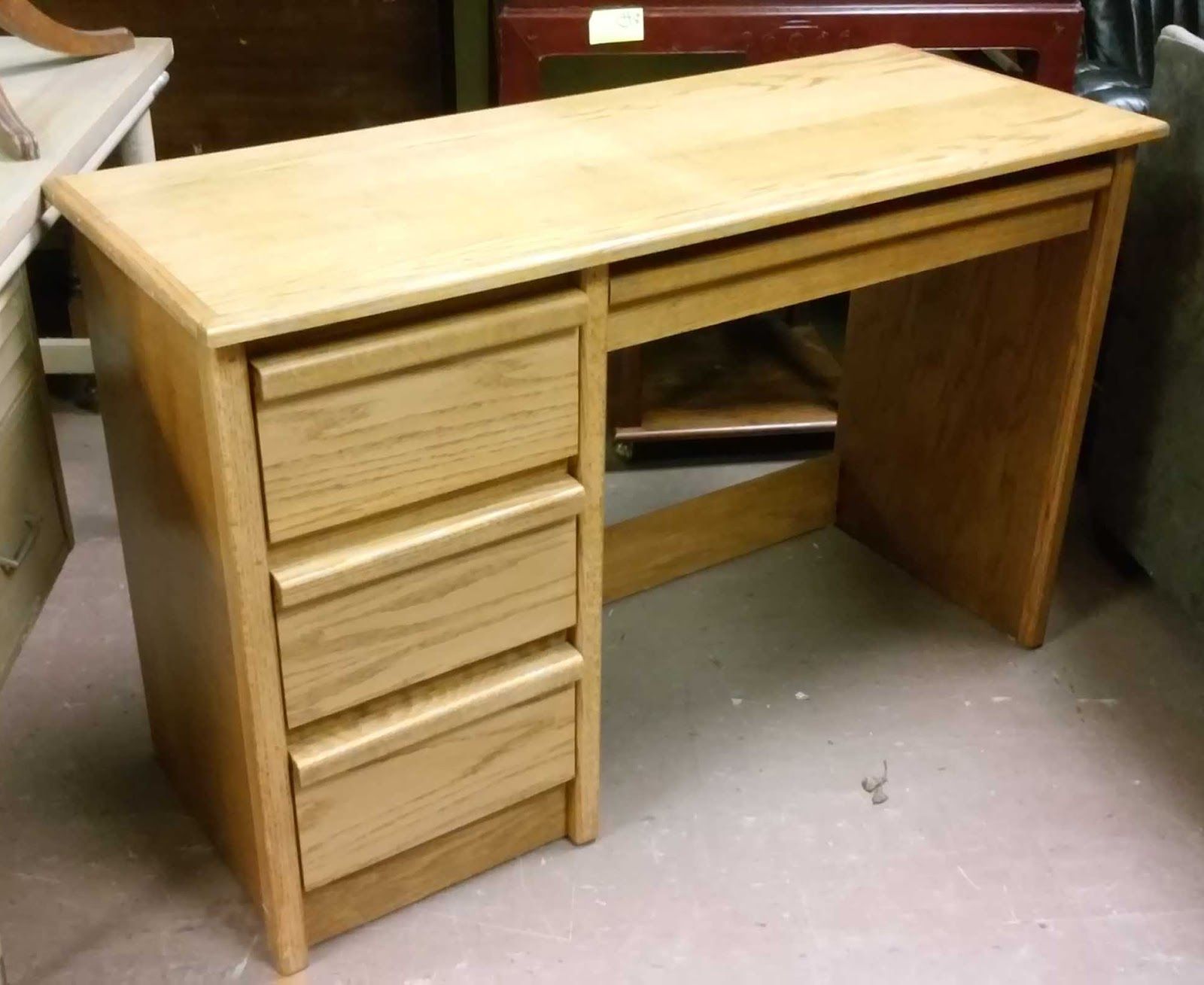 Latest Oak Computer Writing Desks Inside Uhuru Furniture & Collectibles: Sold 44" Wide Oak Finish Writing Desk – $ (View 2 of 15)