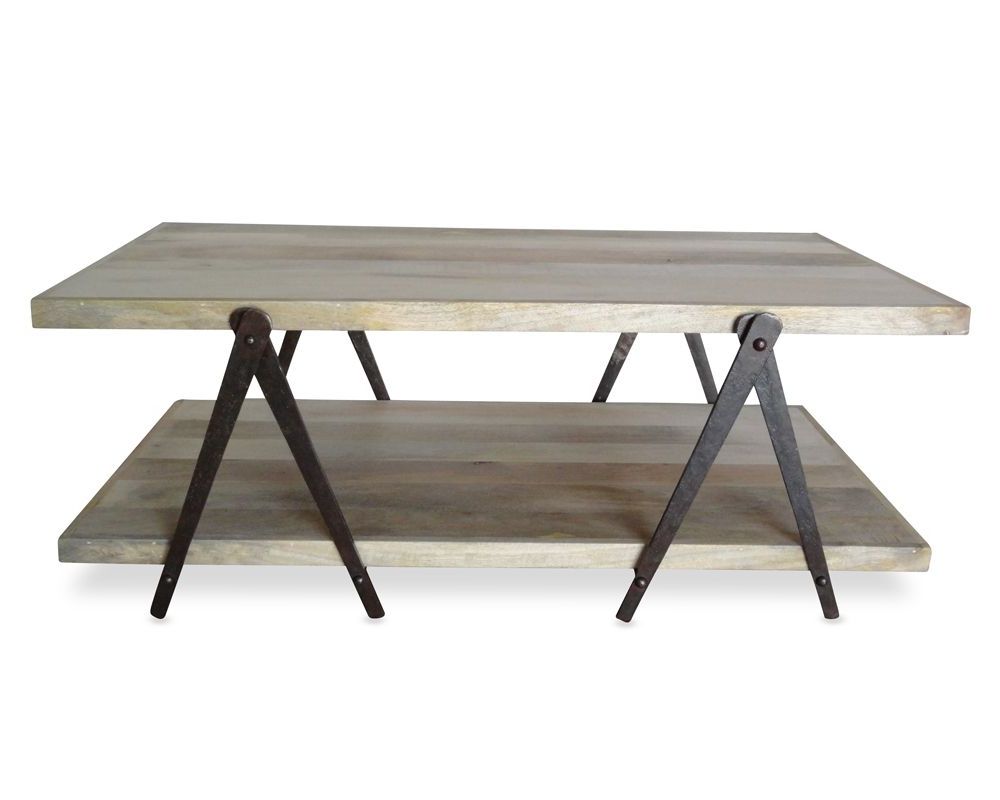 Latest Sc 1 Coffee Table – Raw Iron Frame Distressed Wood Timber Top (View 3 of 15)