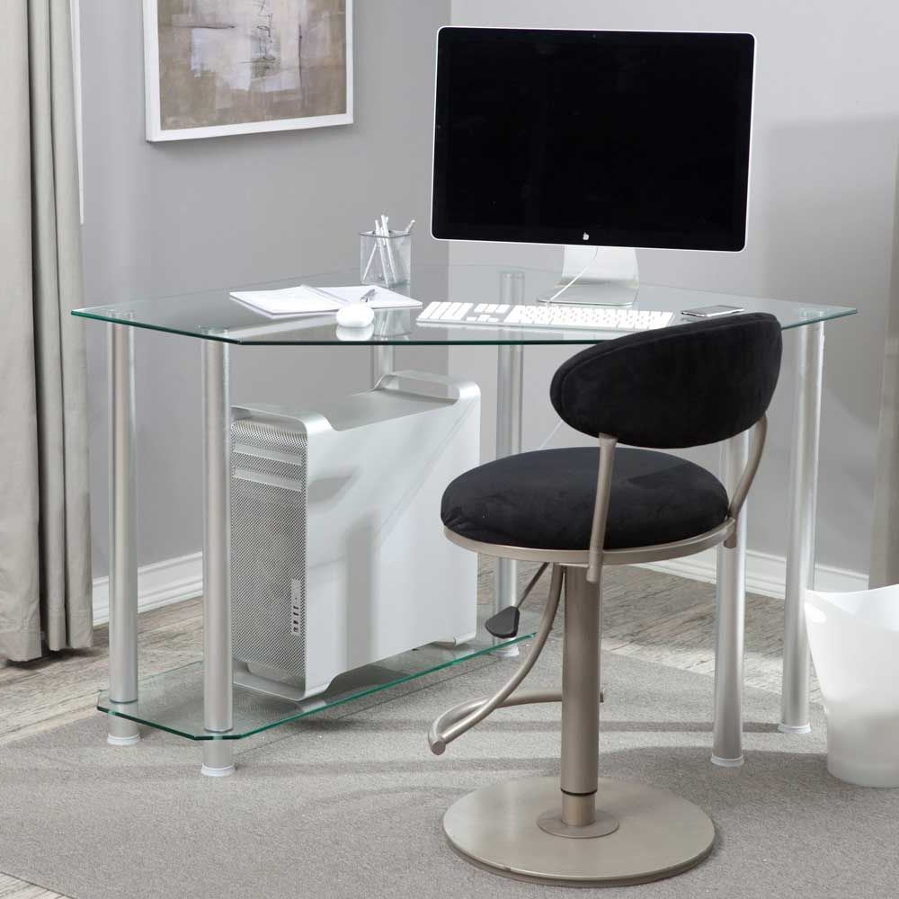 Latest Small Glass Desk For Small Home Office Space With Metal And Glass Work Station Desks (View 3 of 15)