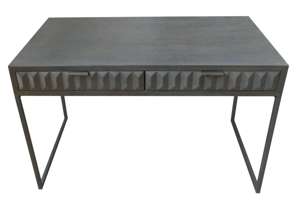 Latest Smoke Gray Wood 1 Drawer Desks For Spectrum Smoke Grey Solid Mango Wood 2 Drawer Deskdiamond Sofa (View 1 of 15)