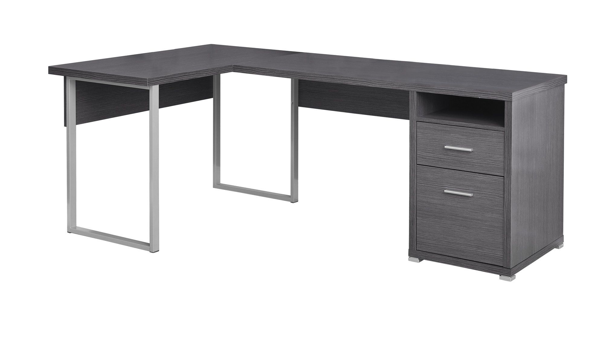 Left Facing Shelf Gray Modern Desks Inside 2018 Computer Desk – 80"l / Grey Left Or Right Facing – Victoria Rose Decor (View 4 of 15)