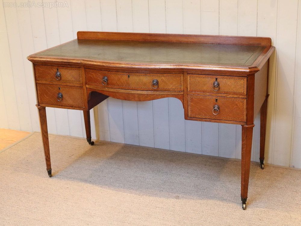 Light Oak And White Writing Desks With Most Recently Released Oak Leather Top Writing Desk – Antiques Atlas (View 8 of 15)