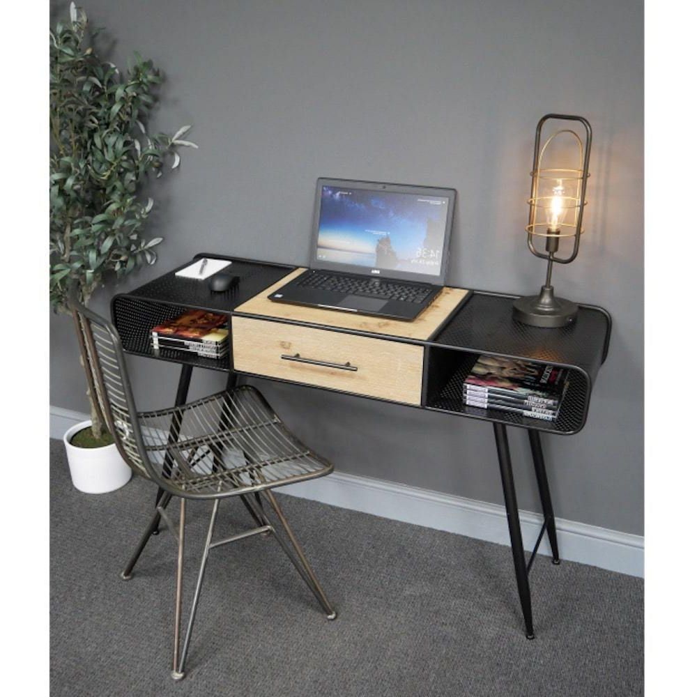 Light Wooden Desk – Candle And Blue Regarding Well Known Natural And Black Wood Writing Desks (View 13 of 15)