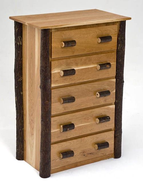 Log Furniture In Hickory Wood 5 Drawer Pedestal Desks (View 7 of 15)