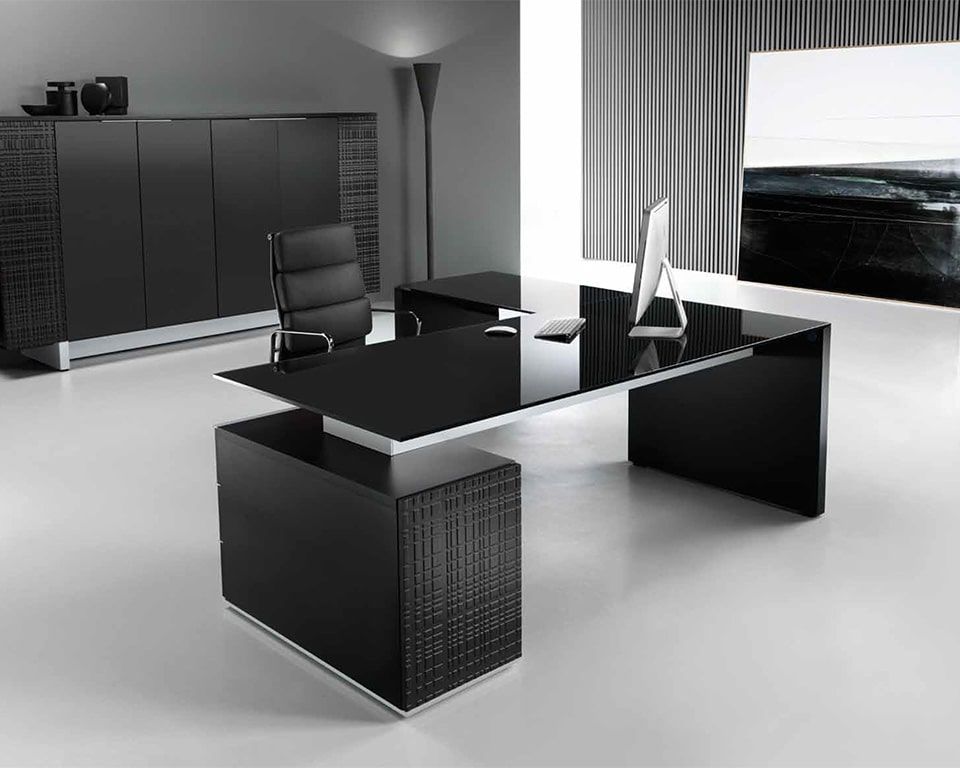 Luxury Black Glass Executive Desks – Modi Is A High – End Black Glass Intended For Well Liked Black Finish Modern Office Desks (View 12 of 15)