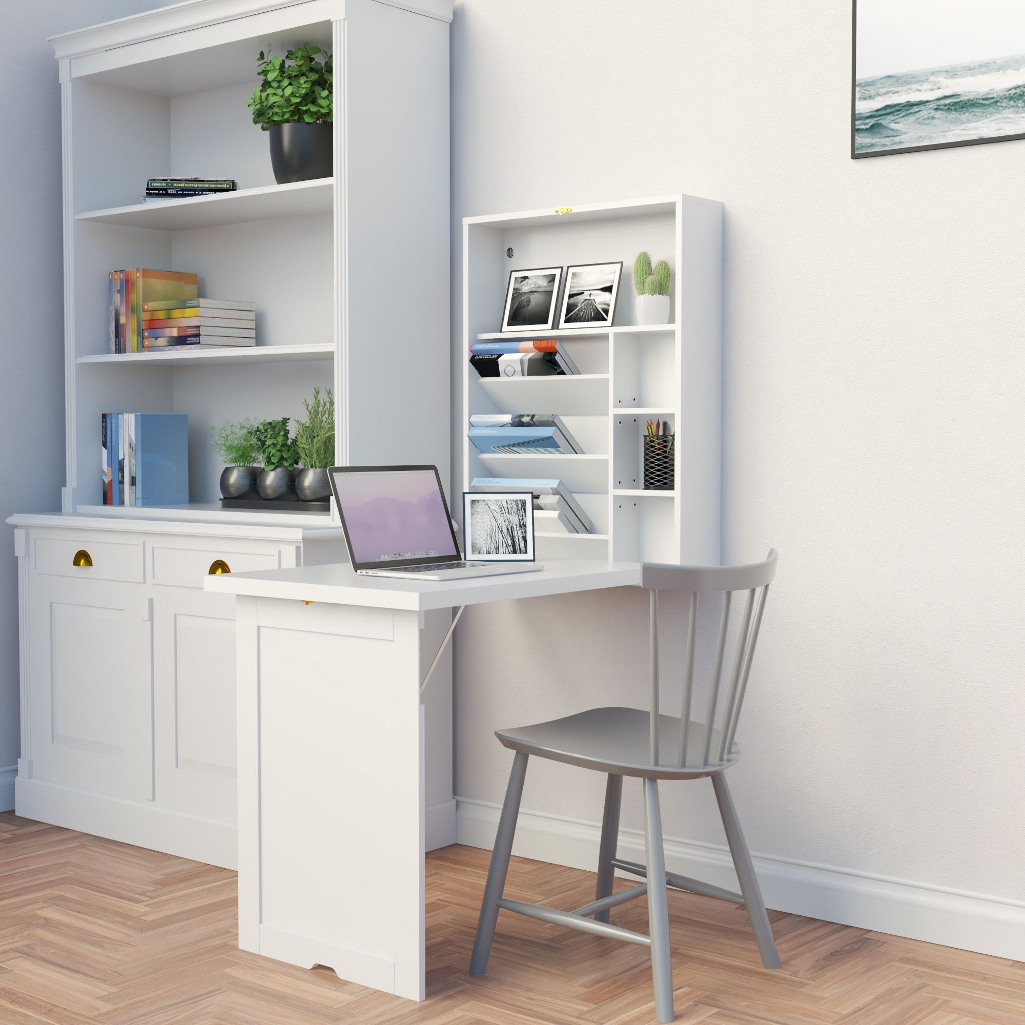 Matte White Wall Mount Desks Intended For 2019 Jaxpety Wall Mounted Table Convertible Desk Fold Out Space Saver With (View 1 of 15)