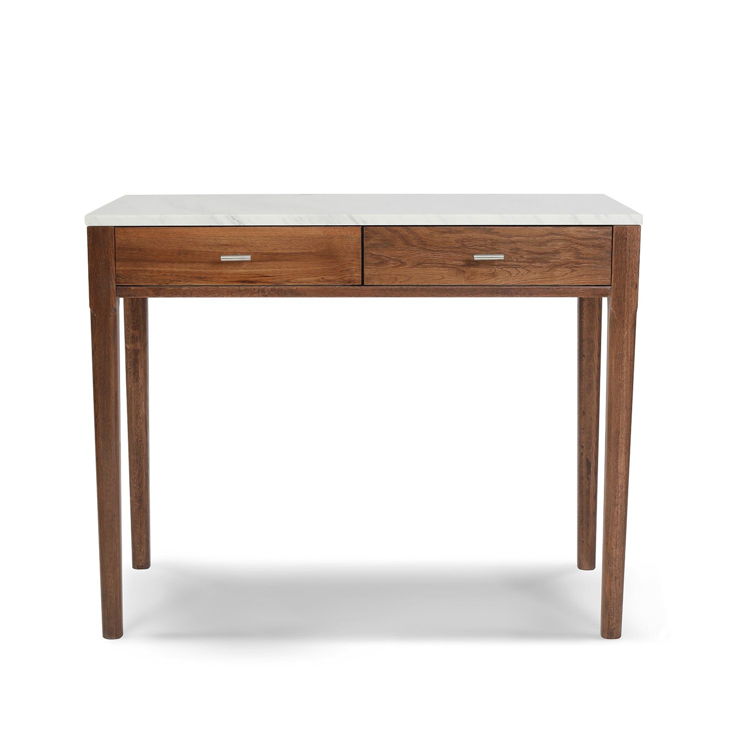 Meno 36" Rectangular Italian Carrara White Marble Console Table With Within Most Recent Rubbed White Console Tables (View 10 of 15)