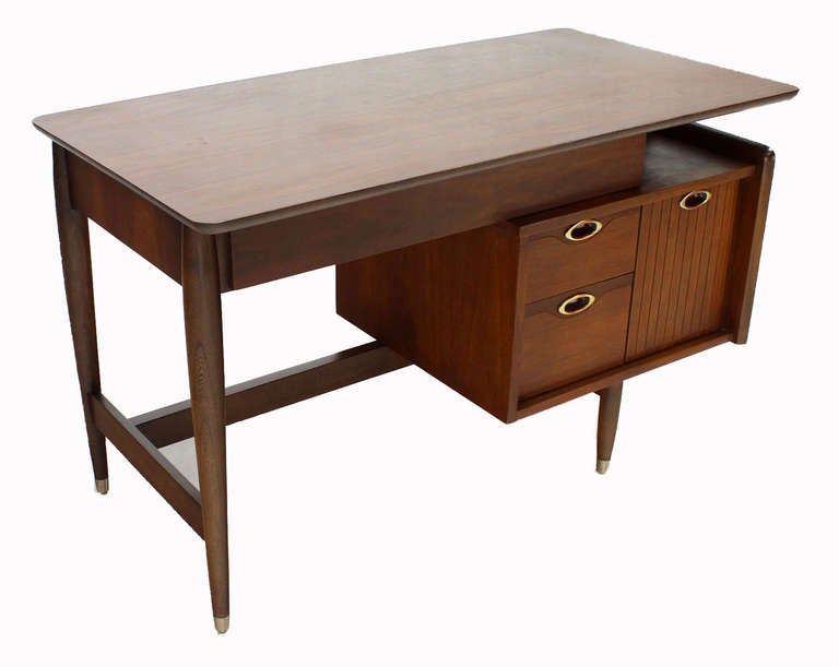 Mid Century Modern Walnut Desk Writing Tablehooker At 1stdibs Intended For Favorite Glass And Walnut Modern Writing Desks (View 14 of 15)