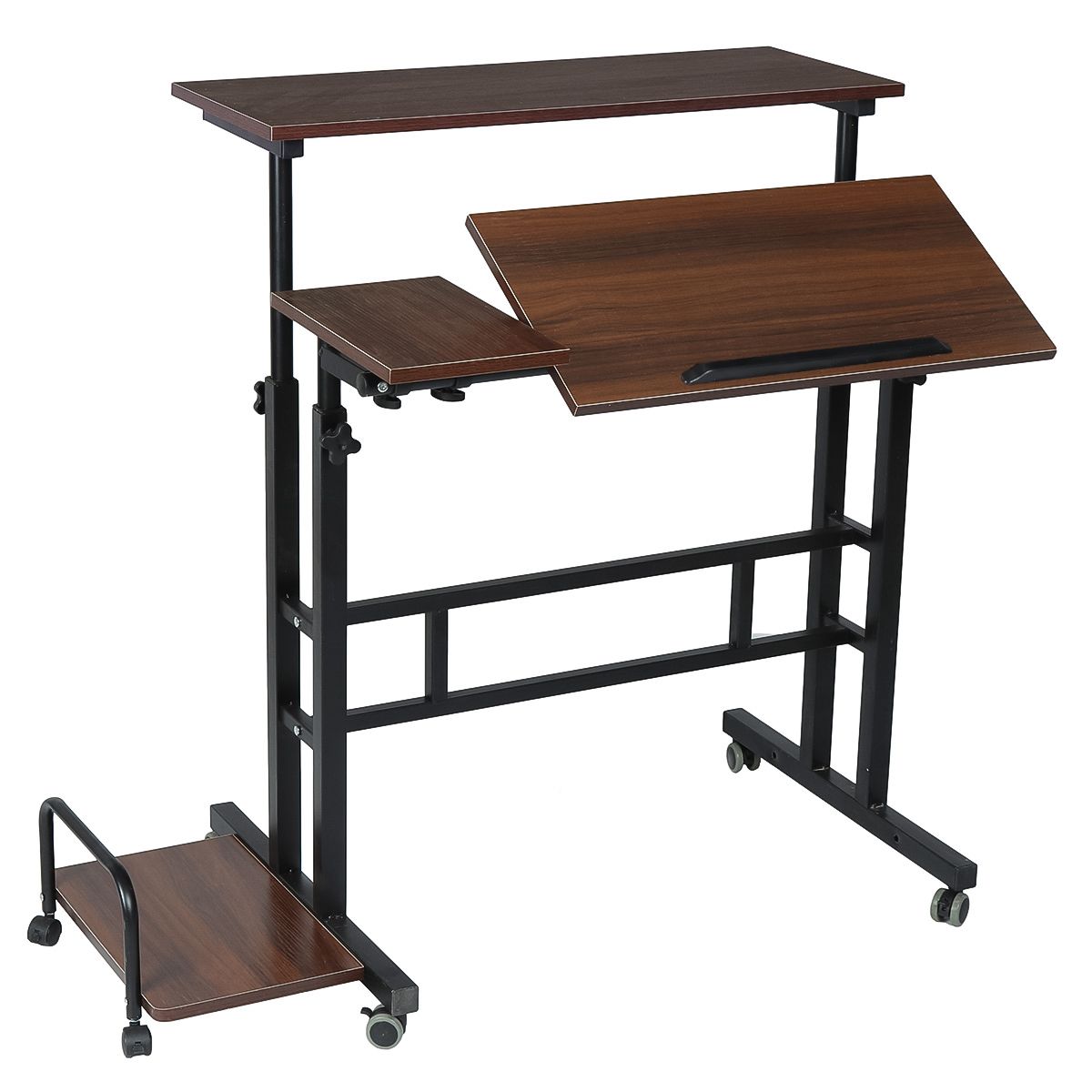 Mobile Stand Up Desk, Adjustable Laptop Desk With Wheels Host Storage For Well Known Sit Stand Mobile Desks (View 8 of 15)