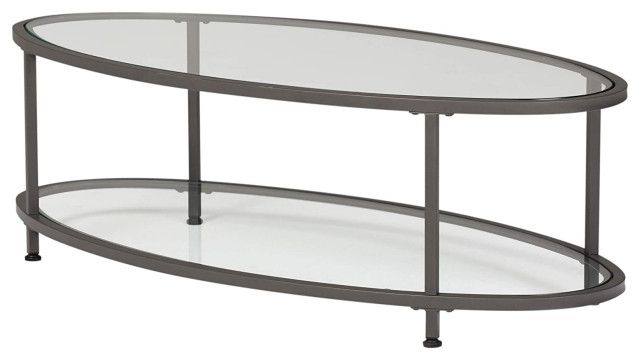 Modern Coffee Table, Pewter Metal Frame With Tempered Glass Top Pertaining To Well Known Glass And Pewter Rectangular Desks (View 6 of 15)