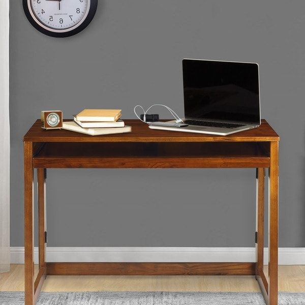 Modern Folding Desk With 4 Usb Ports – 16293092 – Overstock With Regard To Most Up To Date Writing Desks With Usb Port (View 9 of 15)