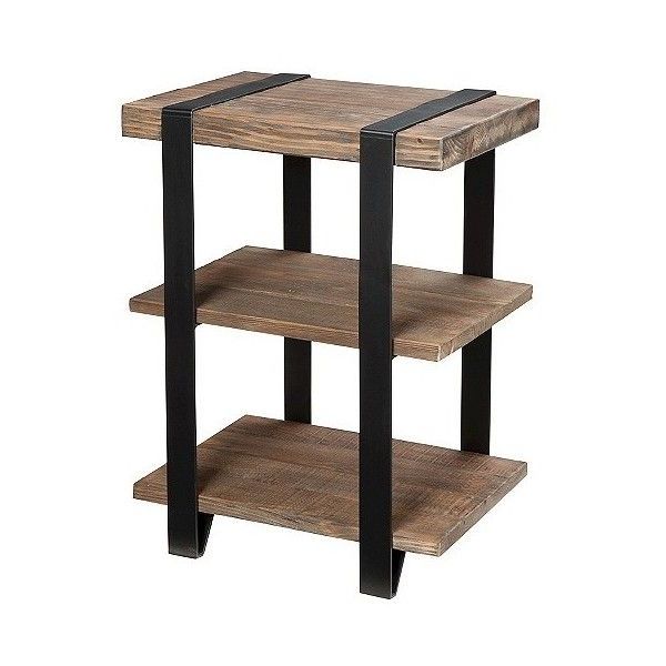 Modesto 2 Shelf Metal Strap And Reclaimed Wood End Table ($300) Liked In Recent Metal And Chestnut Wood 2 Shelf Desks (View 6 of 15)