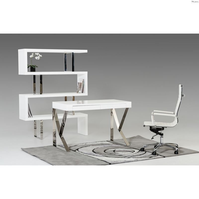 Modrest Ferris Modern White Lacquer Office Desk In Newest White Modern Nested Office Desks (View 8 of 15)