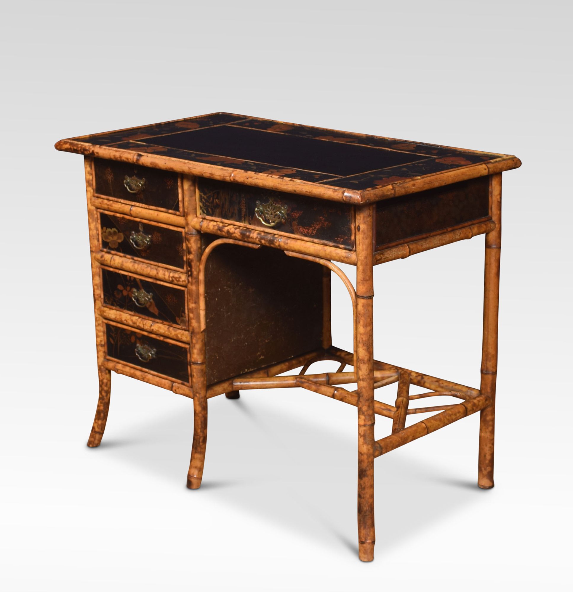 Most Current Dark Tobacco Writing Desks With Bamboo Black Lacquered Writing Desk – Shacklady's Antiques (View 14 of 15)