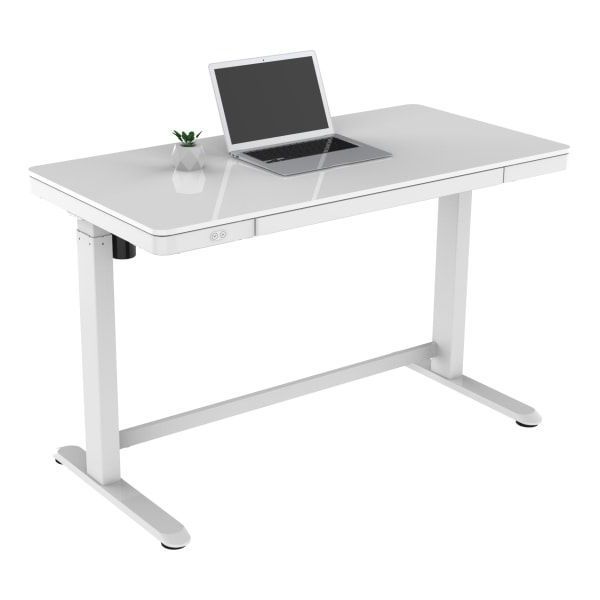 Most Current Realspace 48"w Electric Height Adjustable Standing Desk, White In 2021 Inside White Adjustable Stand Up Desks (View 6 of 15)