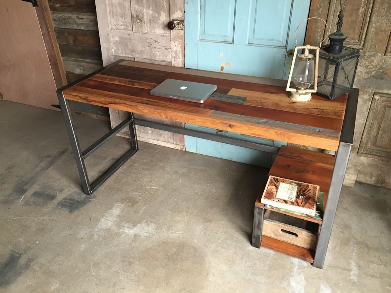 Most Current Reclaimed Wood Patchwork Desk » Gadget Flow Intended For Reclaimed Barnwood Wood Writing Desks (View 12 of 15)