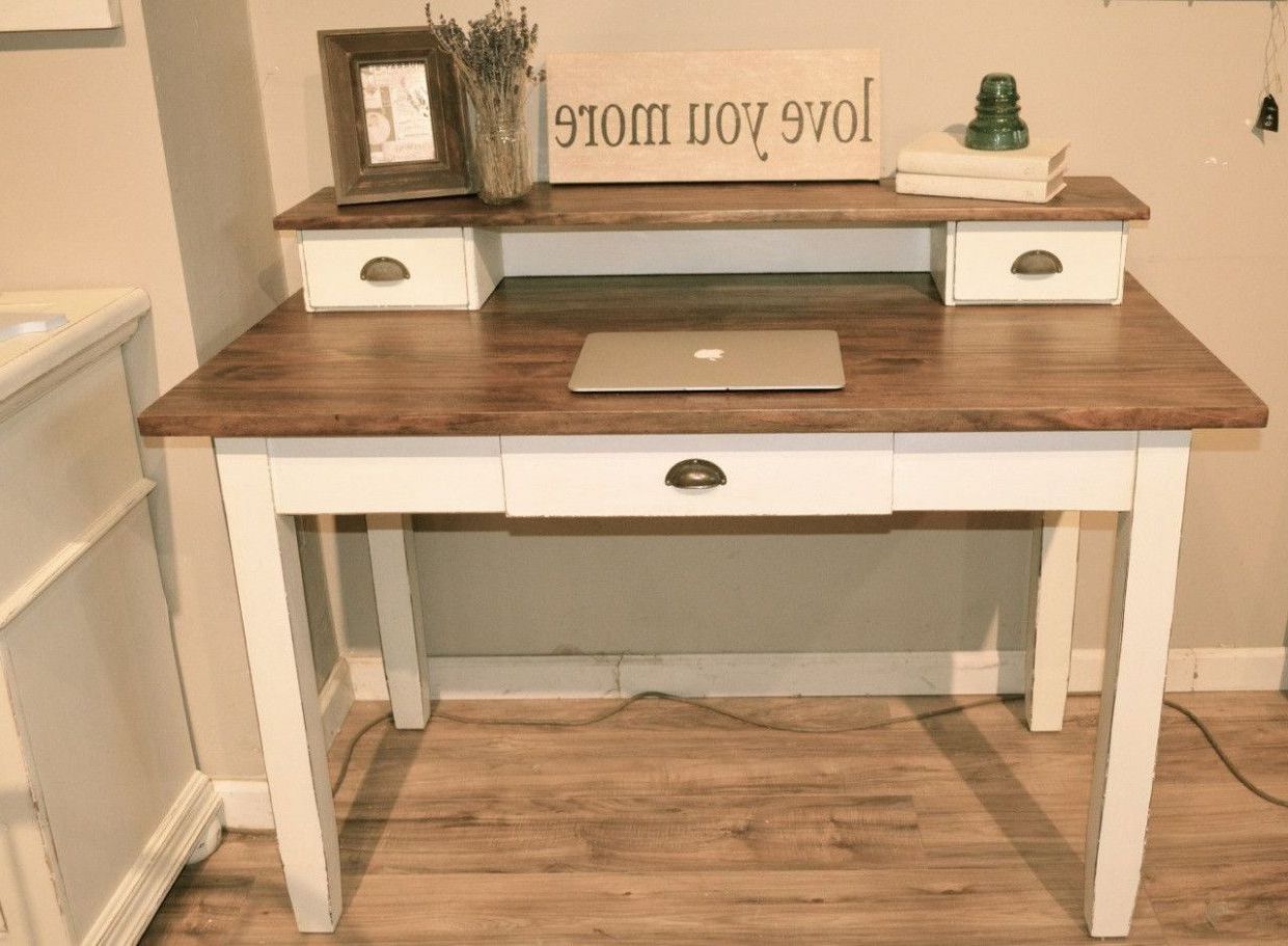 Most Current White Wood And Gold Metal Office Desks Intended For Awesome White Desk With Wood Top (View 8 of 15)
