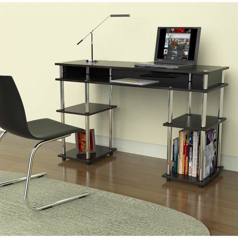 Most Popular Black Finish Modern Computer Desks Intended For Convenience Concepts Designs2go No Tools Student Desk In Black Wood (View 6 of 15)