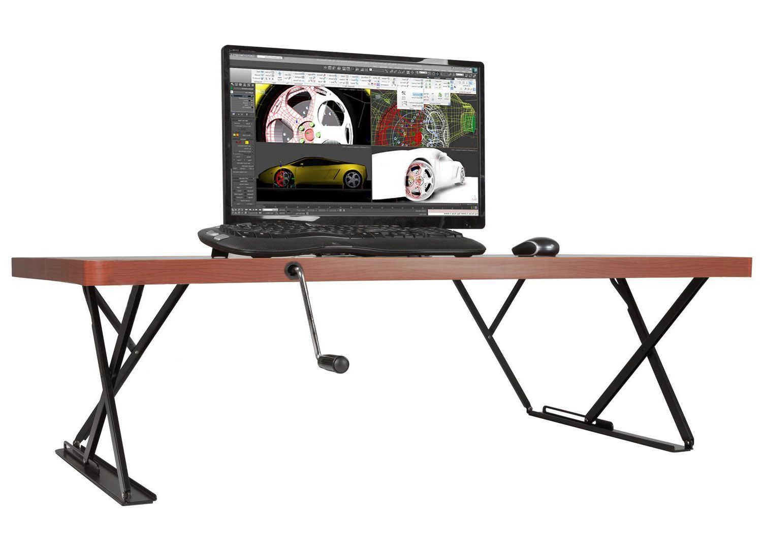 Most Popular Cherry Adjustable Stand Up Desks With Regard To Manual Adjustable Height Table Top Sit / Stand Desk Cherry (View 9 of 15)