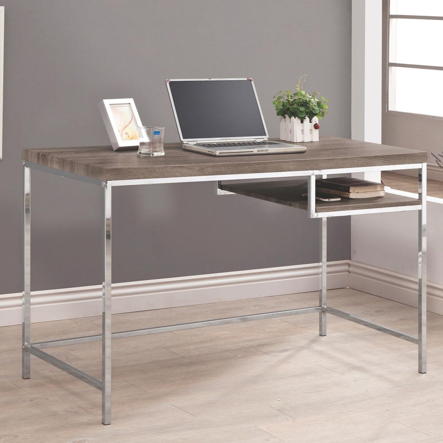 Most Popular Hwhite Wood And Metal Office Desks With Regard To Grey Wood Computer Desk – Steal A Sofa Furniture Outlet Los Angeles Ca (View 3 of 15)
