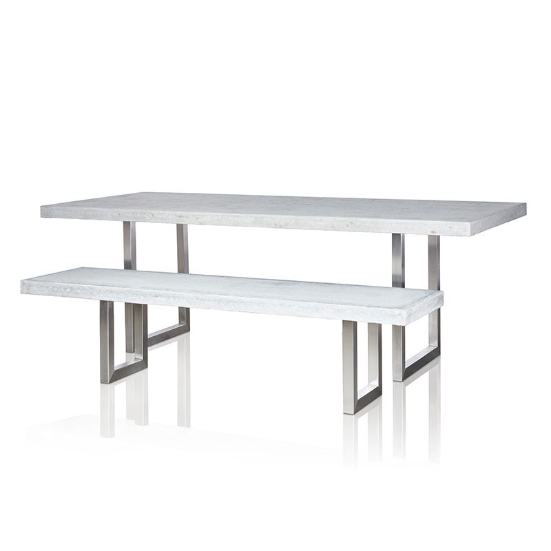 Most Popular Stainless Steel And Gray Desks Pertaining To Grc Dining Table In Grey Matte  With Stainless Steel Base – Trilogy (View 7 of 15)