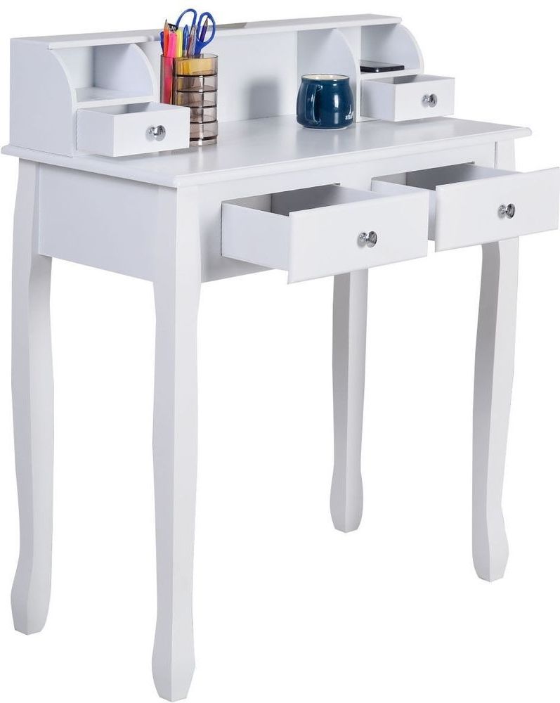 Most Popular Writing Desk Mission White Home Office Computer Desk 4 Drawer White Intended For Off White And Cinnamon Office Desks (View 5 of 15)