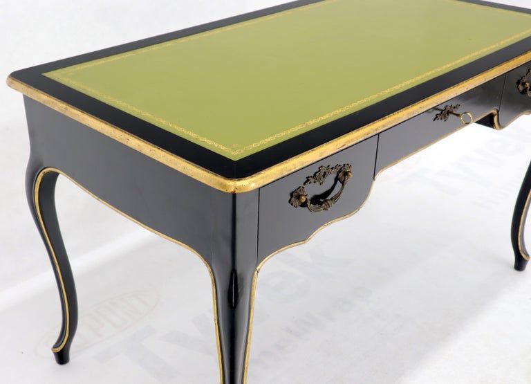 Most Recent Baker Country French Black Lacquer Gold Trim Leather Desk Console With Lacquer And Gold Writing Desks (View 7 of 15)