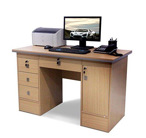 Most Recent Computer Desk In Beech, Black White Walnut & Oak With 3 L Https Within White And Walnut 6 Shelf Computer Desks (View 15 of 15)