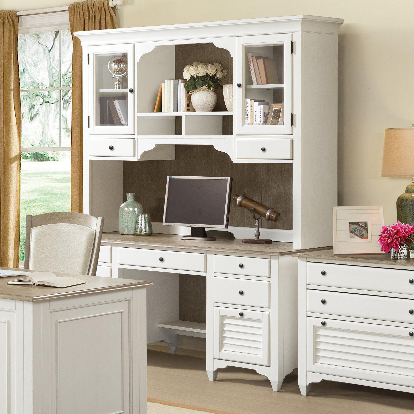 Most Recent Office Desks With Filing Credenza With Riverside Furniture Myra Credenza Desk With Optional Hutch – Walmart (View 1 of 15)