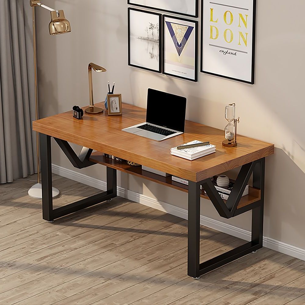 Most Recent Wood Writing Desk With Shelf Black Metal Rustic For Office Small In Dark Sapphire Wood Writing Desks (View 11 of 15)
