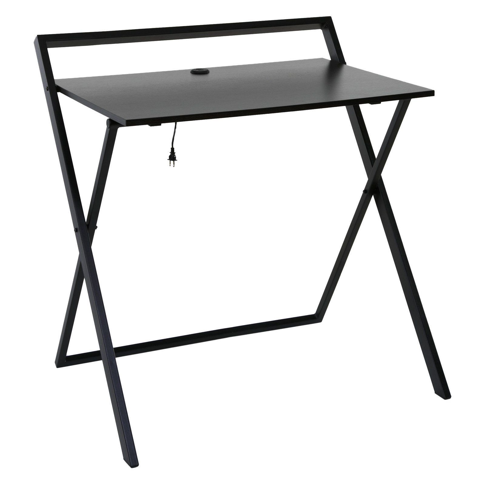 Most Recent Writing Desks With Usb Port With Onespace Basics Folding Writing Desk With Dual Usb Charger Black (View 1 of 15)