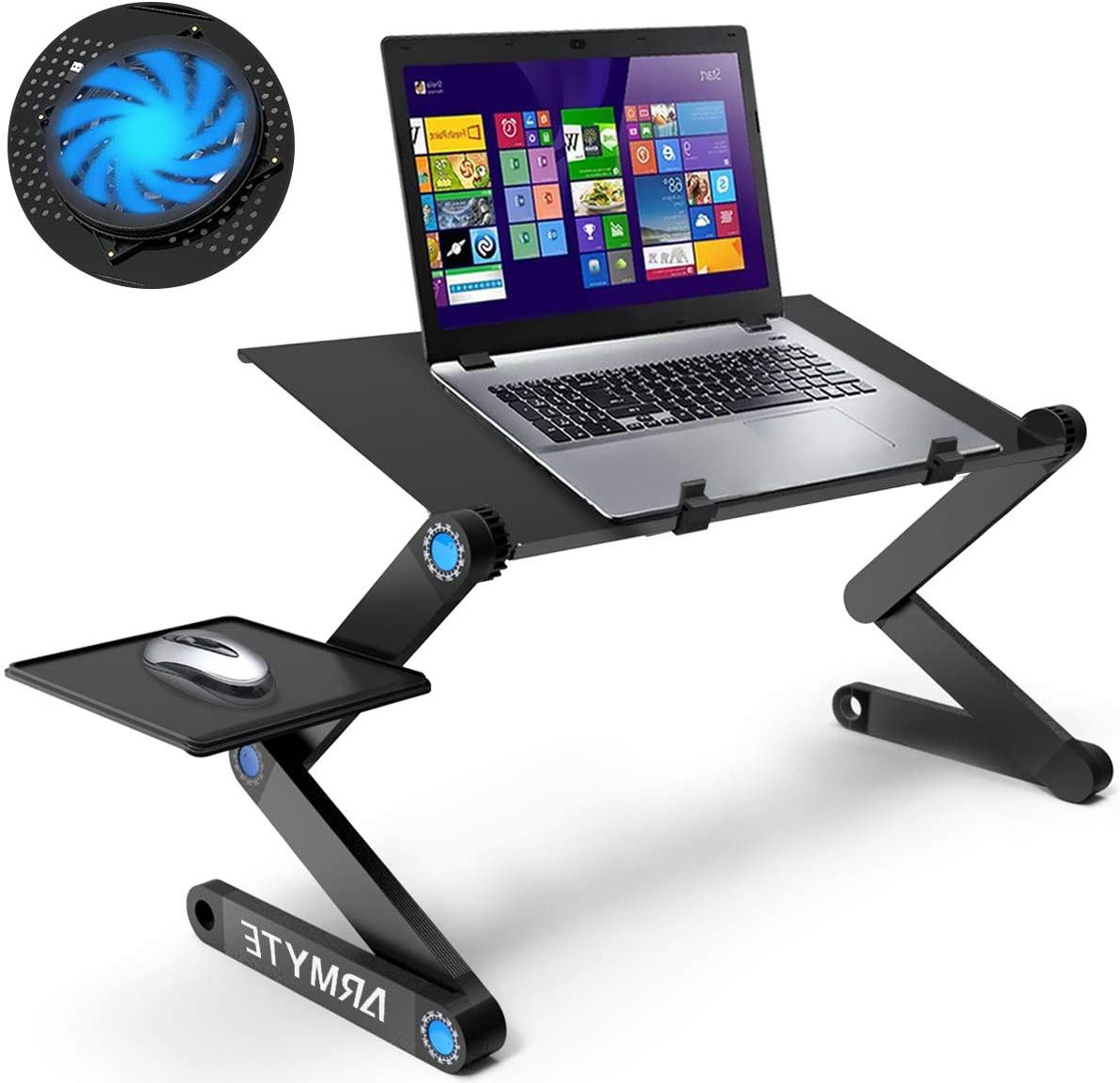 Most Recently Released Extra Wide Adjustable Laptop Stand With Cooling Fan & Mouse Pad For 17 With Regard To Black Adjustable Laptop Desks (View 1 of 15)