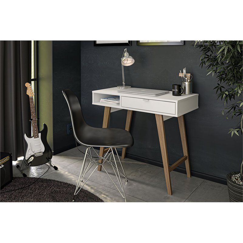 Most Recently Released Polifurniture Windsor Engineered Wood 1 Drawer Writing Desk In White With Snow White 1 Drawer Desks (View 9 of 15)
