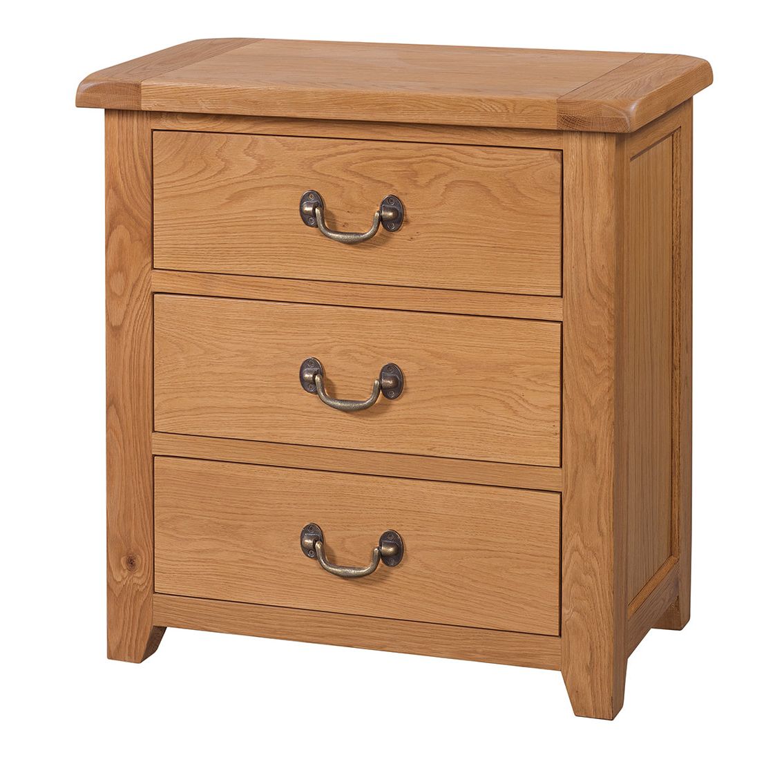 Most Recently Released Sledmere Rustic Oak – 3 Drawer Chest With Burnished Oak 3 Drawer Desks (View 5 of 15)