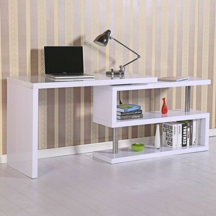 Most Recently Released White Gloss Computer Table Corner Computer Home Office Desk Storage Within Gloss White Corner Desks (View 4 of 15)