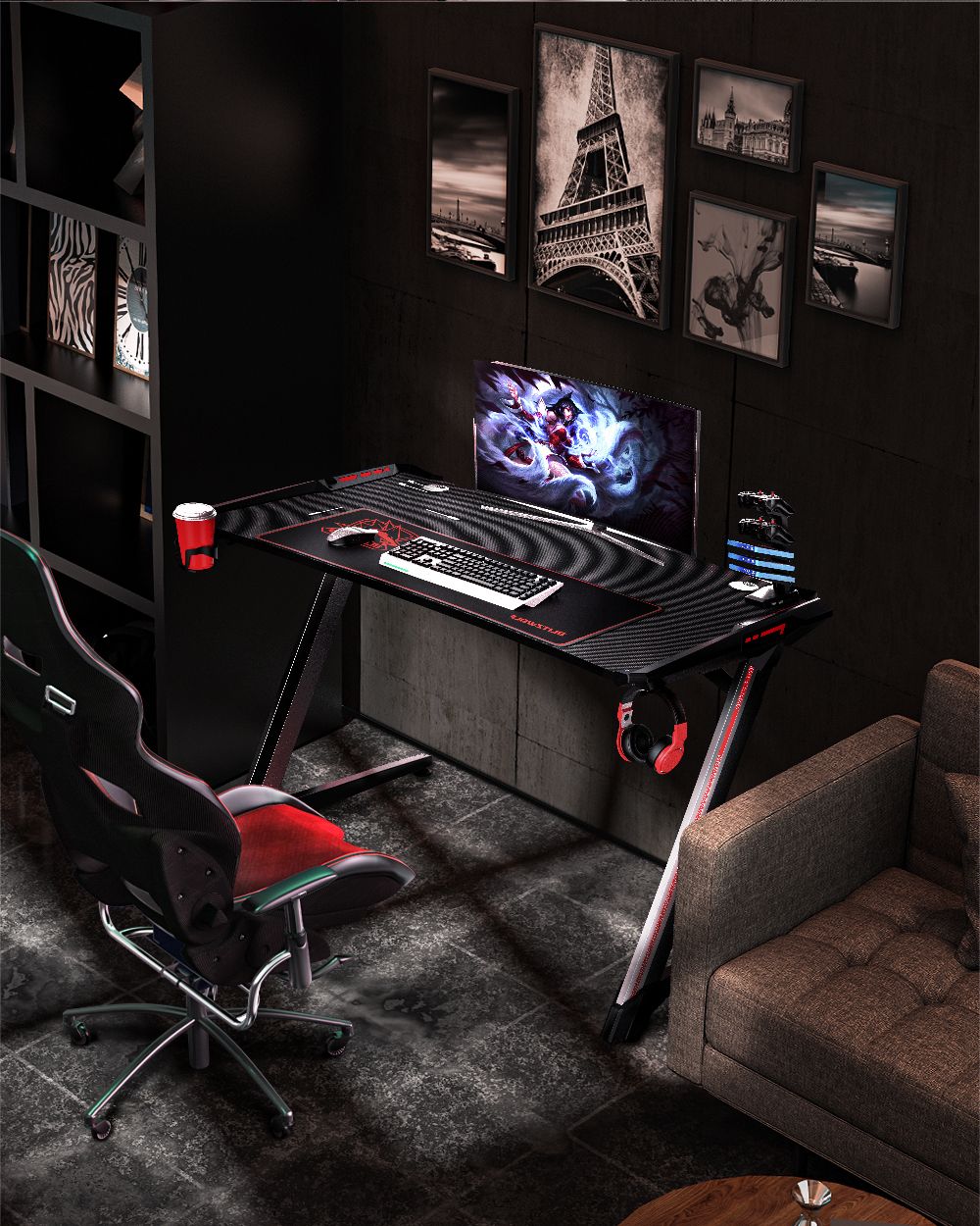 Most Up To Date Blitzwolf Gaming Desk Computer Laptop Table Rgb Lighting Gamer Office For Gaming Desks With Built In Outlets (View 9 of 15)