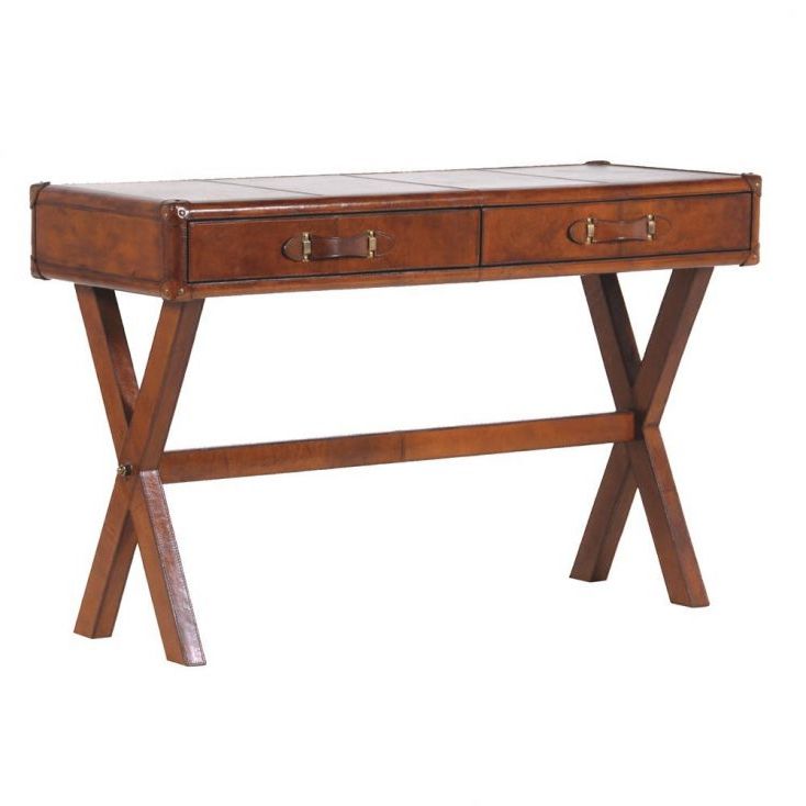Most Up To Date Brown Leather Wood Writing Office Desk In Brown 4 Shelf Writing Desks (View 7 of 15)