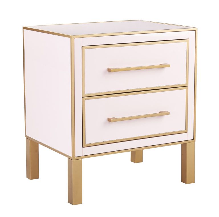 Most Up To Date Emily Pink Lacquer Side Table – Tov Furniture In Pink Lacquer 2 Drawer Desks (View 7 of 15)