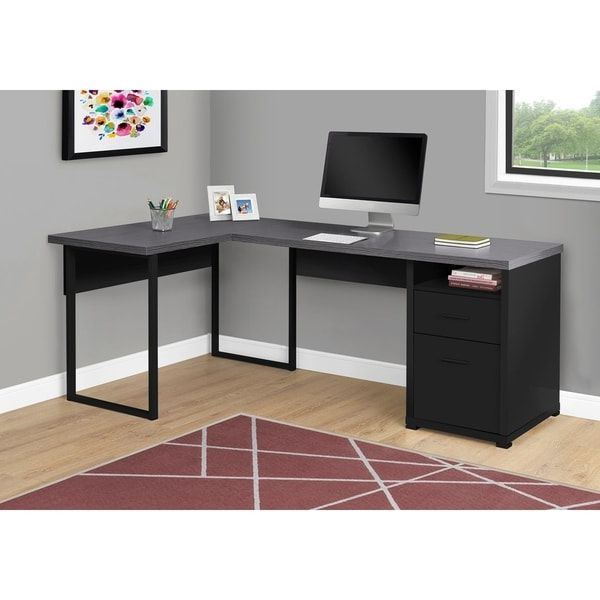 Most Up To Date Left Facing Shelf Gray Modern Desks Throughout Shop Black/grey Left/right Facing Computer Desk – Free Shipping Today (View 14 of 15)
