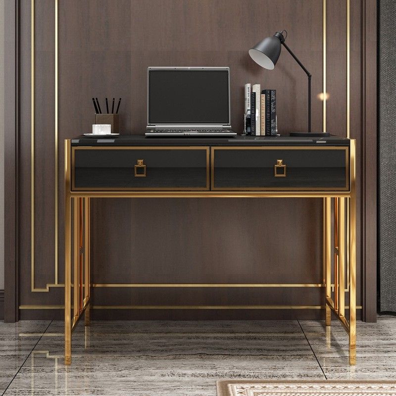 Most Up To Date Luxury Modern Black/white Office Writing Desk Stylish Rectangle For Black And Gold Writing Desks (View 4 of 15)