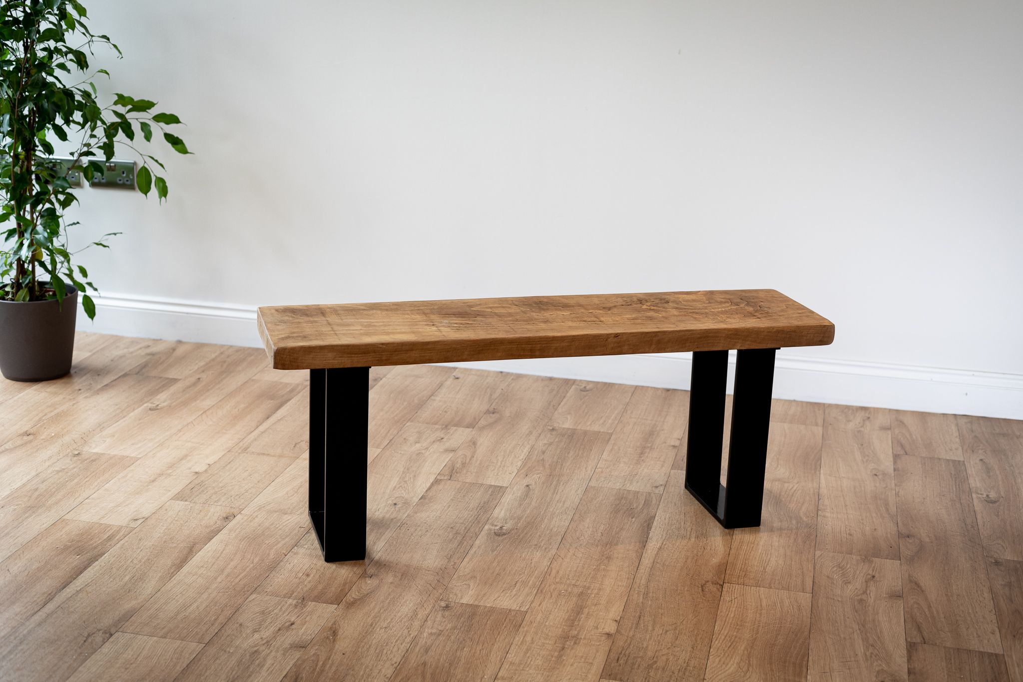 Most Up To Date Matte Black Metal Desks Throughout Rustic Wood Top Bench, With Black Metal Flat Bar Frame (View 13 of 15)