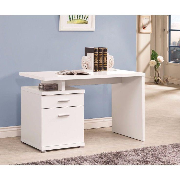 Most Up To Date White 1 Drawer Wood Laptop Desks Pertaining To Benjara 48 In (View 6 of 15)