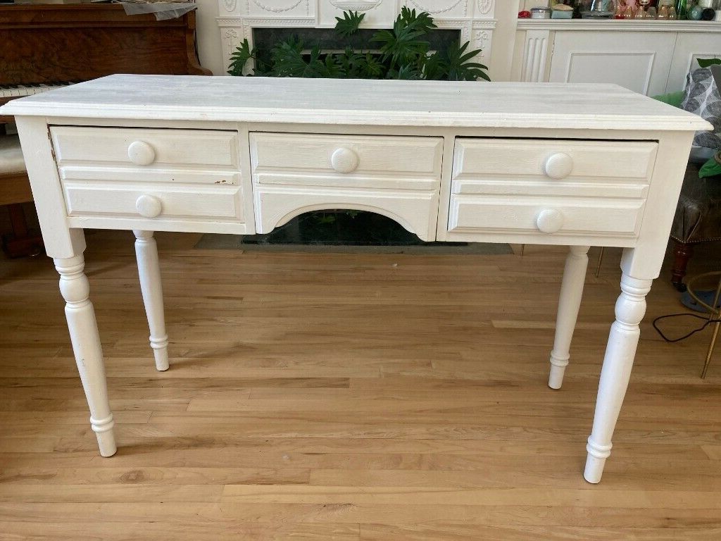 Most Up To Date White Painted, Solid Pine Wood Desk (View 7 of 15)