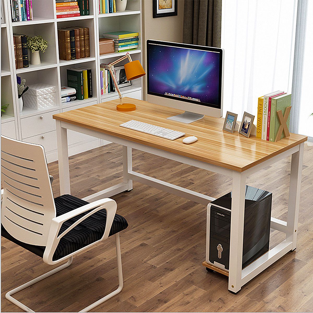 Most Up To Date White Wood Modern Writing Desks Inside Computer Desks Modern Sturdy Office Table Large 43 Inch Pc Laptop (View 15 of 15)