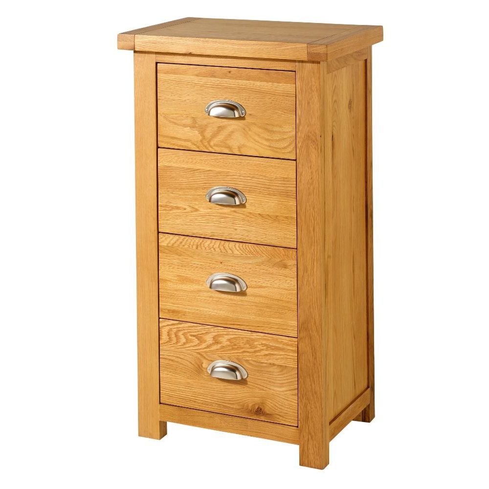 Natural Peroba 4 Drawer Wood Desks Pertaining To Widely Used Woburn Oak Wooden 4 Drawer Narrow Chest (View 1 of 15)