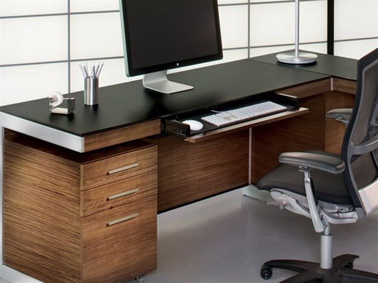 Natural Walnut Computer Desks Within Trendy Bdi Sequel 60'' X 24'' Rectangular Natural Walnut Computer Desk With (View 5 of 15)