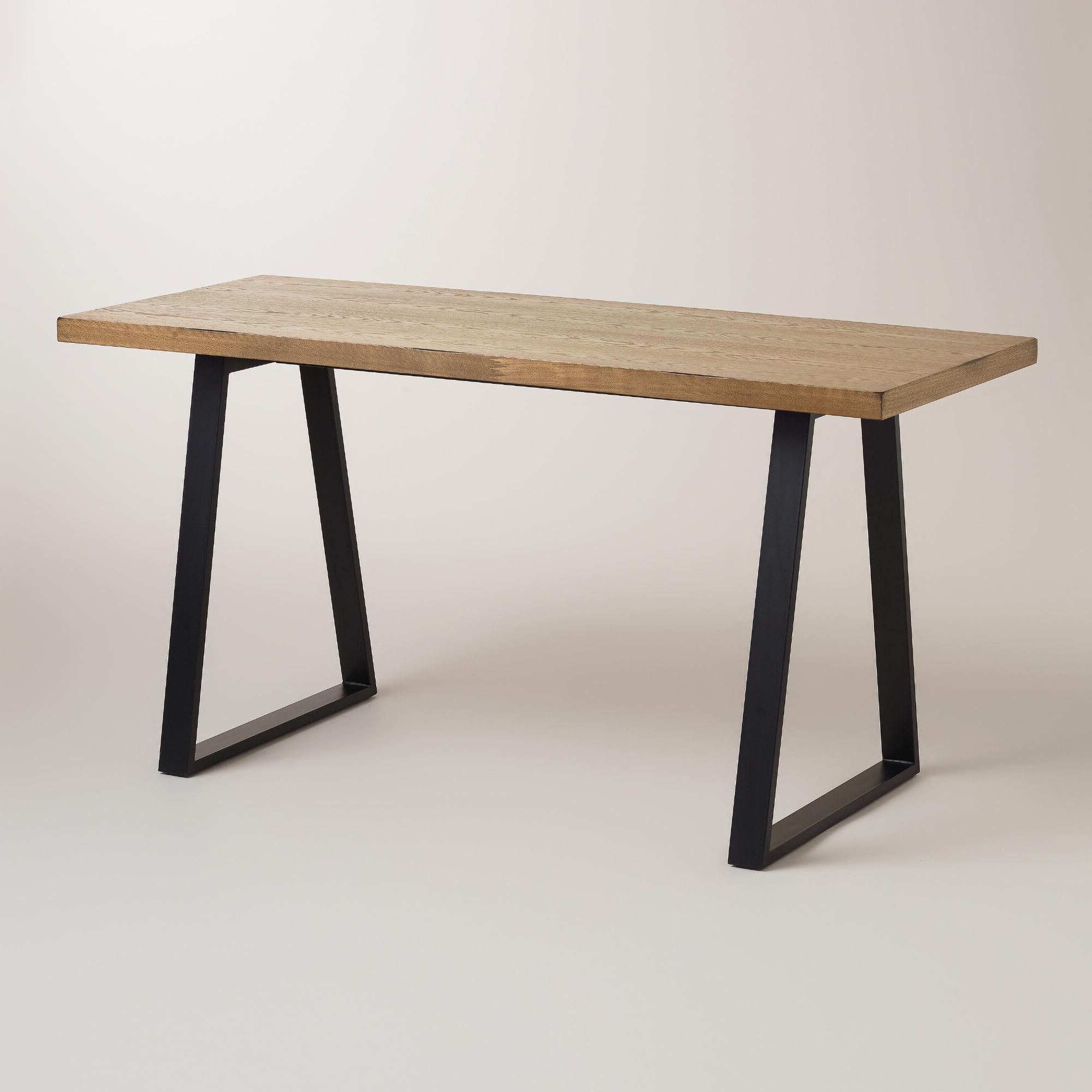 Natural Wood And Black 2 Shelf Desks Pertaining To 2019 Natural Wood And Blackened Metal Colton Mix & Match Desk (View 15 of 15)