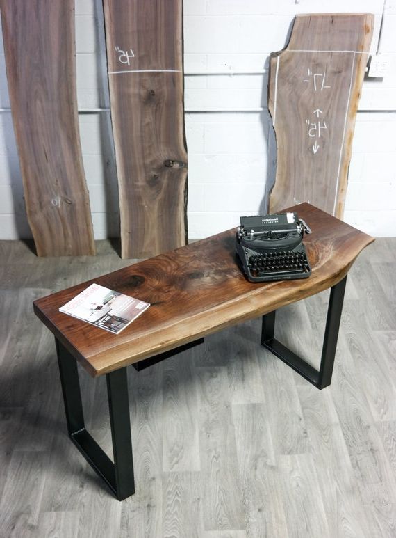 Natural Wood And Black Metal Office Desks With Well Liked Sale: Live Edge Black Walnut Desk Natural Rusticelpisworks (View 12 of 15)